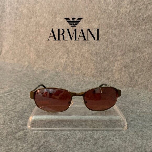 Vintage Armani 92447DR Antique Gold Metal Flex Temple Sunglasses Italy Design - Picture 1 of 14